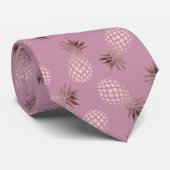 Elegant en schattig roos gouden anananaspatroon stropdas (Opgerold)