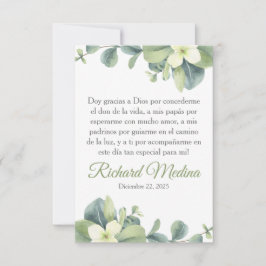 Elegant en Schattige groen blad in het Spaans Bedankkaart