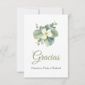 Elegant en Schattige groen blad in het Spaans Bedankkaart (Achterkant)