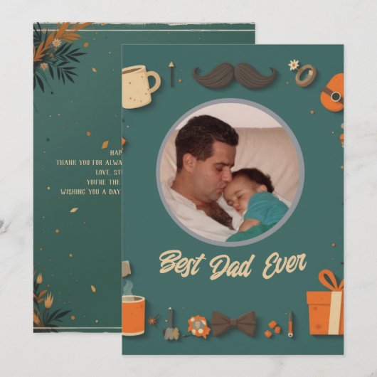 Elegant en Schattige Vaderdag Wenskaart Feestdagenkaart (Voorkant / Achterkant)