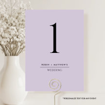 Elegant en Simpel Paars Tafelnummer
