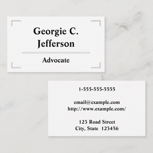 Elegant en Simple Advocate Visitekaartje (Voorkant / Achterkant)
