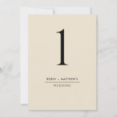 Elegant en Simple Beige Cream Table Number (Voorkant)