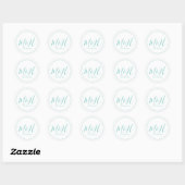 Elegant en Simple Blauwgroen Monogram Weddenschap Ronde Sticker (Vel)