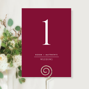 Elegant en Simple Burgundy Berry Table Number