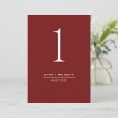 Elegant en Simple Burgundy Red Table Number (Staand voorkant)