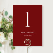 Elegant en Simple Burgundy Red Table Number