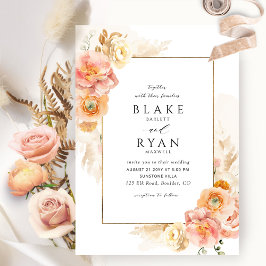 Elegant en Simple Champagne Peach Blush Wedding Kaart