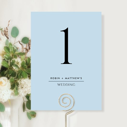 Elegant en Simple Dusty Blue Table Number