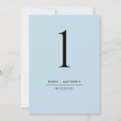 Elegant en Simple Dusty Blue Table Number (Voorkant)