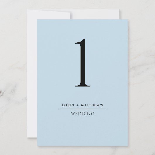 Elegant en Simple Dusty Blue Table Number (Voorkant)