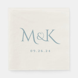 Elegant en Simple Dusty Blue Wedding Monogram Servet