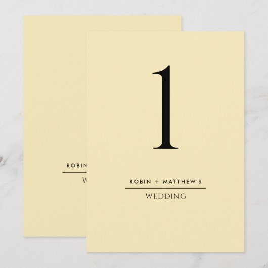 Elegant en Simple Dusty Yellow Table Number (Voorkant / Achterkant)
