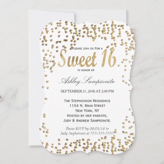 Elegant en Simple Faux Gold Confetti Kaart (Voorkant)