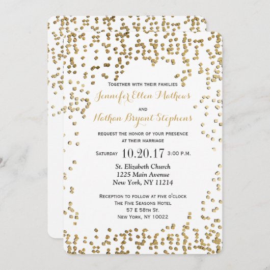 Elegant en Simple Faux Gold Confetti Kaart (Voorkant / Achterkant)