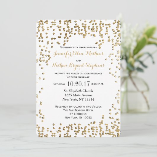 Elegant en Simple Faux Gold Confetti Kaart (Staand voorkant)