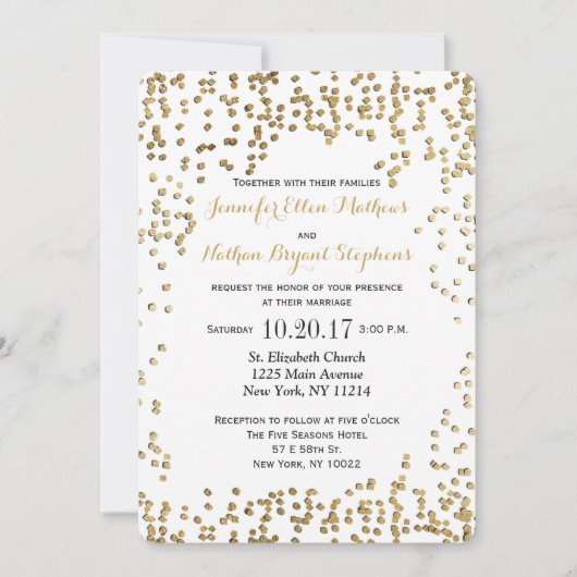 Elegant en Simple Faux Gold Confetti Kaart (Voorkant)
