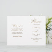 Elegant en Simple, Gold Folded Wedding Program (Staand voorkant)