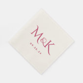 Elegant en Simple Magenta Wedding Monogram Servet (Hoek)