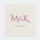 Elegant en Simple Magenta Wedding Monogram Servet (Voorkant)