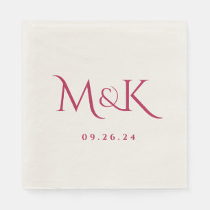 Elegant en Simple Magenta Wedding Monogram Servet