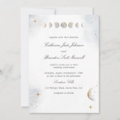Elegant en Simple, Waterverf Celestial Wedding Kaart (Voorkant)