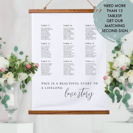 Elegant en Simple Wedding Seating Chart Hangend Wandkleed