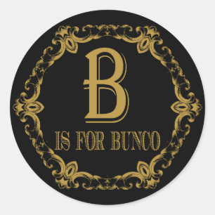 Elegant en stijlvol B is voor Bunco Ronde Sticker