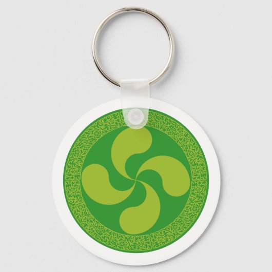 Elegant en stijlvol Baskisch kruis: Lauburu, Sleutelhanger (Voorkant)