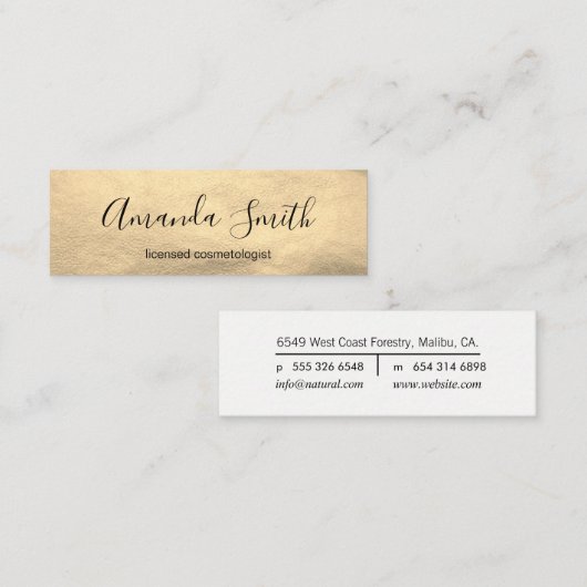 Elegant en stijlvol (goud) mini visitekaartje (Voorkant / Achterkant)