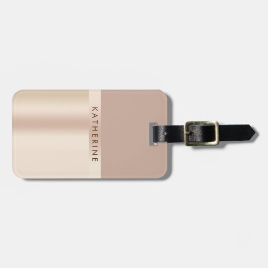 Elegant en stijlvol roos goudbruin bagagelabel (Voorkant horizontaal)