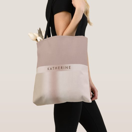 Elegant en stijlvol roos goudbruin tote bag (Dichtbij)