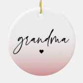 Elegant en subtiel roze Grandma Script Gift Keramisch Ornament (Achterkant)