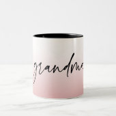 Elegant en subtiel roze Grandma Script Gift Tweekleurige Koffiemok (Center)