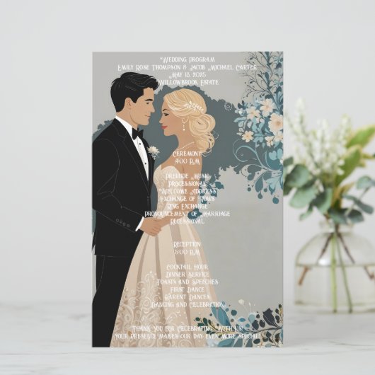 Elegant en tijdloos bruiloft uitnodiging ontwerp (Staand voorkant)