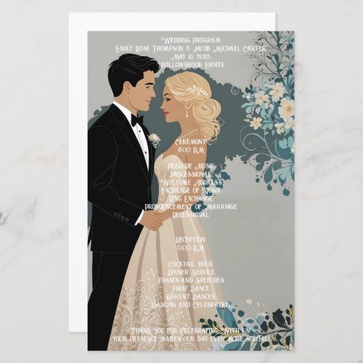 Elegant en tijdloos bruiloft uitnodiging ontwerp (Voorkant / Achterkant)