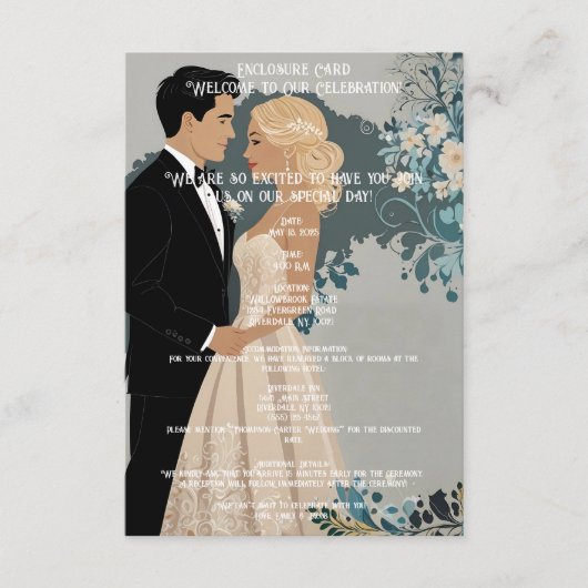 Elegant en tijdloos bruiloft uitnodiging ontwerp informatiekaartje (Voorkant)