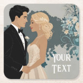 Elegant en tijdloos bruiloft uitnodiging ontwerp kartonnen onderzetters (Voorkant)