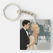 Elegant en tijdloos bruiloft uitnodiging ontwerp sleutelhanger (voorkant)