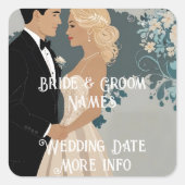 Elegant en tijdloos bruiloft uitnodiging ontwerp vierkante sticker (Voorkant)