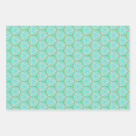 Elegant en Trendy Aquamarijn Blauw en Goud Inpakpapier Vel