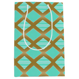 Elegant en Trendy Aquamarijn Blauw en Goud Medium Cadeauzakje