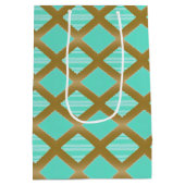 Elegant en Trendy Aquamarijn Blauw en Goud Medium Cadeauzakje (Achterkant)