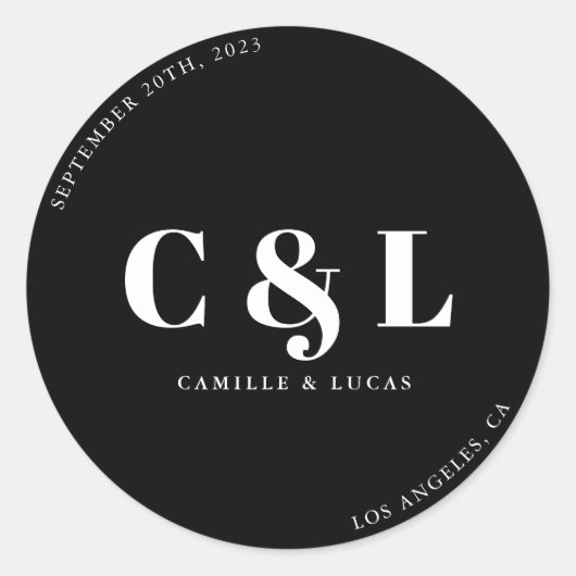 Elegant en trendy bruiloft klassieke ronde sticker (Voorkant)