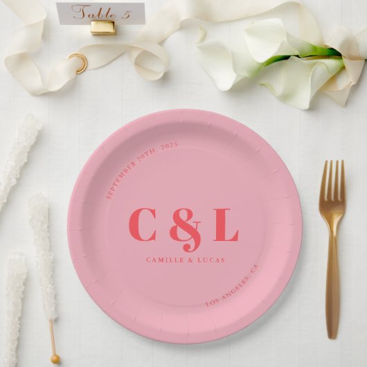 Elegant en trendy bruiloft papieren bordje (Huwelijk)