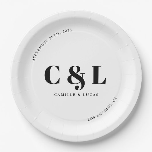 Elegant en trendy bruiloft papieren bordje (Voorkant)
