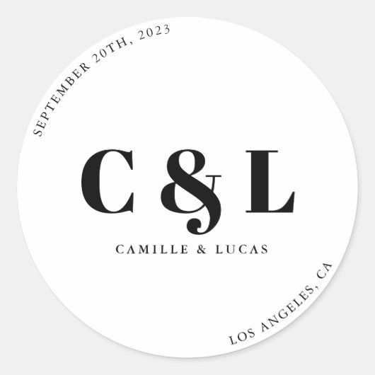 Elegant en trendy bruiloft ronde sticker (Voorkant)