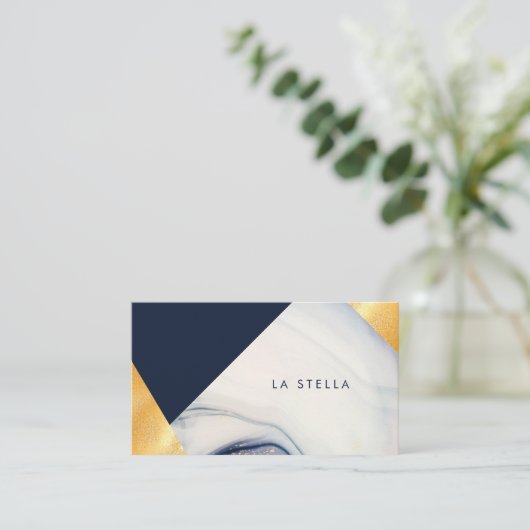 Elegant en trendy geometrisch marmer, Paarse en go Visitekaartje (Staand voorkant)