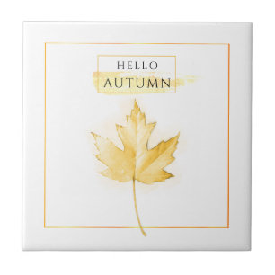 Elegant en Trendy Golden Autumn Leaf Drawing Tegeltje