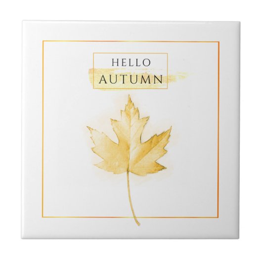 Elegant en Trendy Golden Autumn Leaf Drawing Tegeltje (Voorkant)